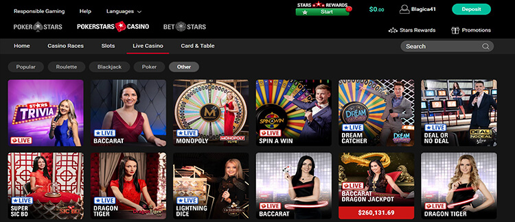 Pokerstars live casino slots