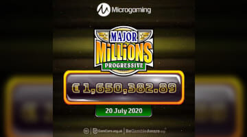 The moment Major Millions Slot shows the player wins €1,650,382.89 on July 20, 2020