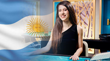 Blackjack dealer with Argentina flag
