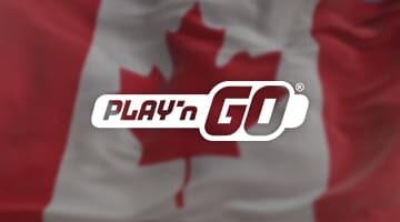 Play'n GO logo on Canadian blurred flag